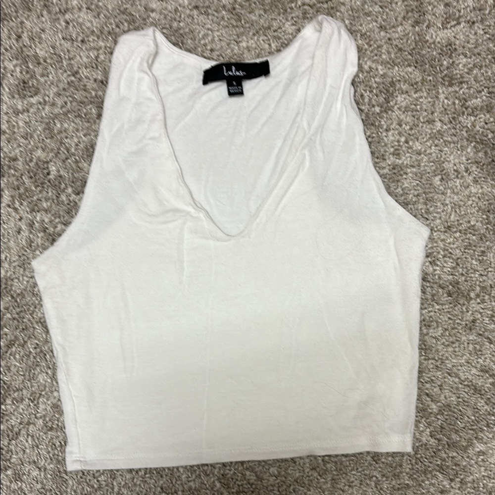 Lulu's White Crop Tank Top